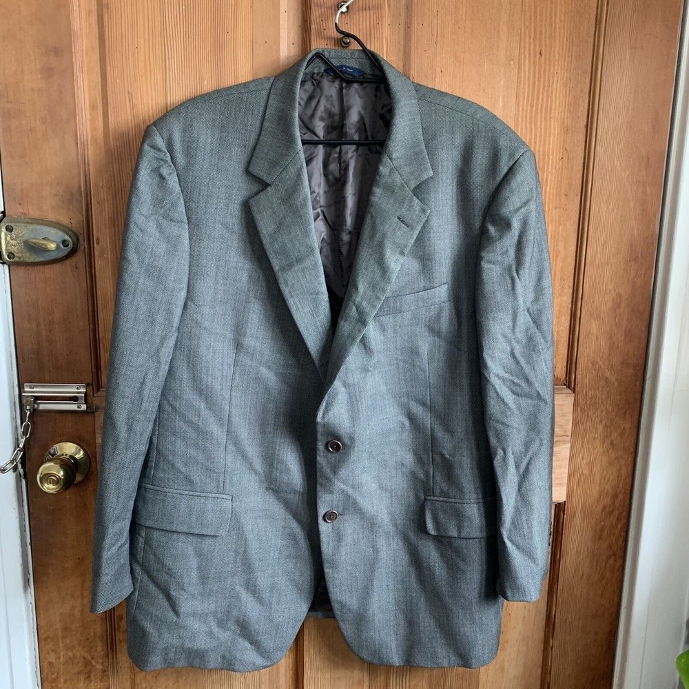 46R/41 Brooks Brothers 1818 Madison Vitale Barberis Suit Jacket Gray Wool Italy